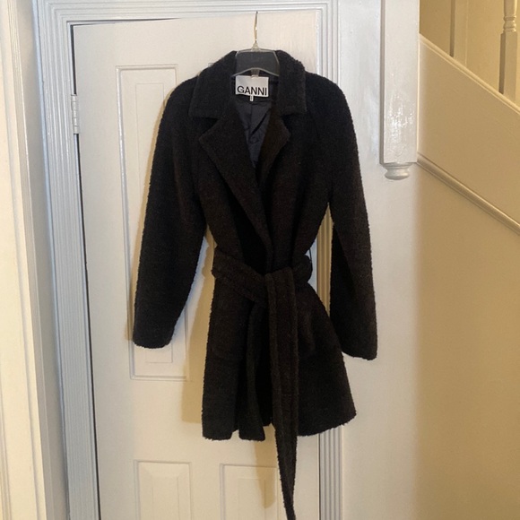 Ganni wooly belted coat